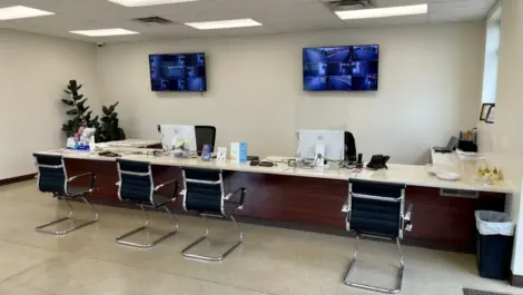 Front desk with computers at the Towne Storage Redwood Storage Facility