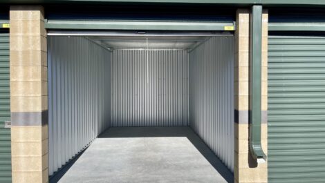 Interior of a large outdoor storage unit at the Towne Storage Redwood Storage Facility