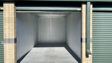 Interior of a large outdoor storage unit at the Towne Storage Redwood Storage Facility