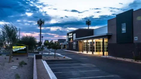 Towne Storage Southern parking lot to storage facility