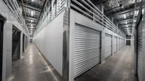 Inside of storage facility, hallway of storage units Towne Storage Southern