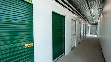 Towne Storage Southern indoor storage units, green doors
