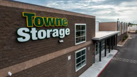 Up close of store sign Towne Storage Southern