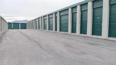 Tall outdoor storage units at the Towne Storage Saratoga Springs Storage Facility