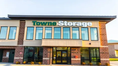 store front, entrance to Towne Storage-Clinton