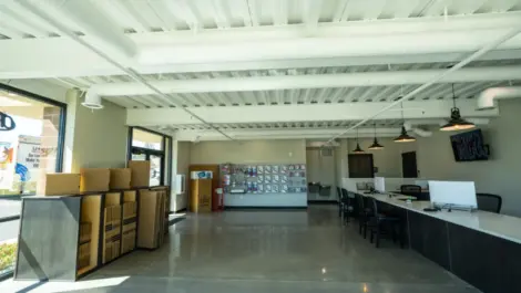 Inside office area with storage merchandise at Towne Storage-Clinton