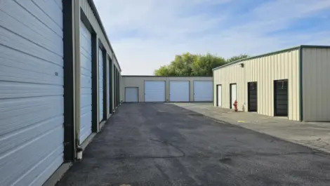 Corner of a row of exterior storage units at the Towne Storage West Haven Storage Facility