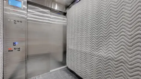 Padding inside elevator at a storage facility, Towne Storage MLK
