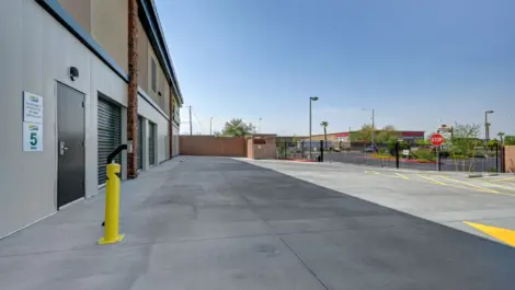 Inside storage facility looking at the gated entry Towne Storage MLK