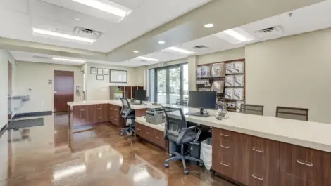 Office area at Towne Storage Charleston, Nice open space. Wall of storage supplies.