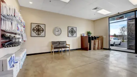 Office area with storage supplies on the wall at Towne Storage Buffalo