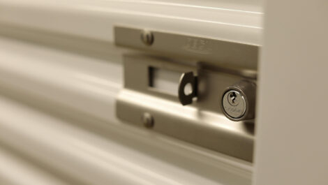 Locking mechanism on a storage unit at the Towne Storage State Street Storage Facility
