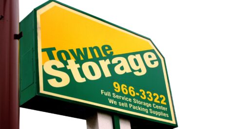 Close up of Towne Storage sign at the Towne Storage West Valley Storage Facility
