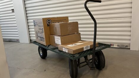 Moving dolley with boxes at the Towne Storage Monarch Meadows Storage Facility