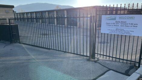 Front gate at the Towne Storage Monarch Meadows Storage Facility