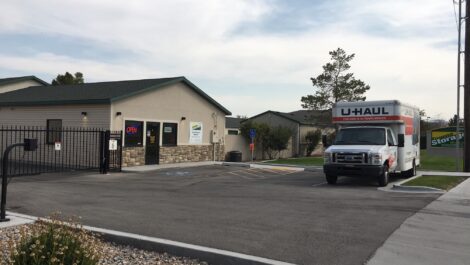 Uhaul truck and main office at a Towne Storage Facility