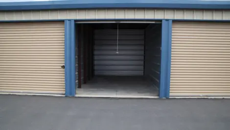 Front view of storage unit with open door, outdoor storage units at Towne Storage - Daniels Rd.