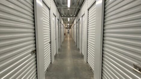 Row of indoor storage units at the Towne Storage South Jordan Storage Facility