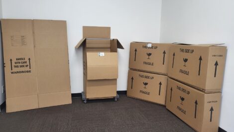 Moving boxes at the Towne Storage Urban Edge Storage Facility