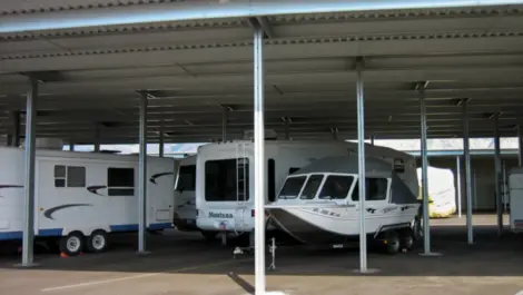 Covered parking storage at Towne Storage South Cache, for boats, RV and campers