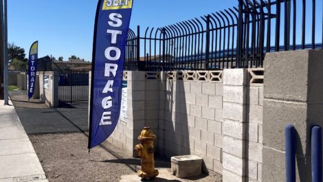 Flag outside of Mead Self Storage
